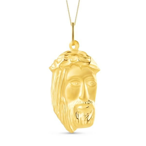 Pingente Medalha Face de Cristo em Ouro Amarelo 18k