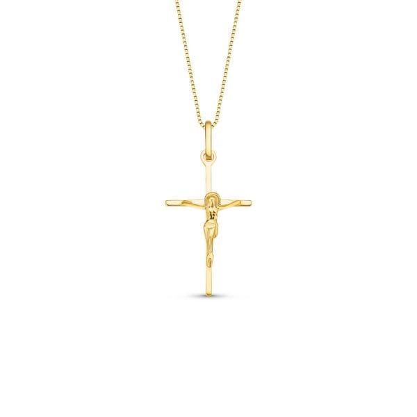 Pingente Cruz Jesus Cristo em Ouro Amarelo 18k