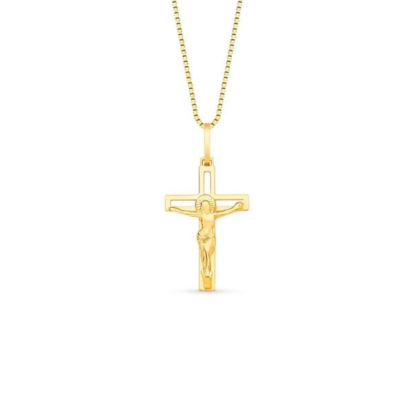 Pingente Cruz Jesus Cristo em Ouro Amarelo 18k