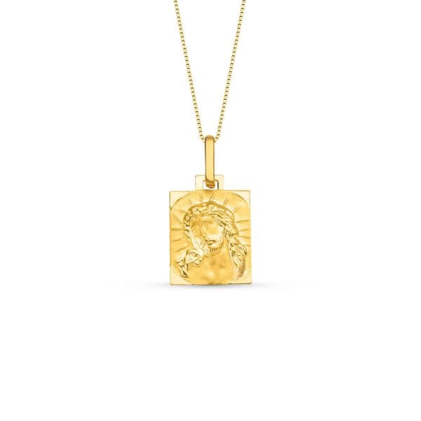 Pingente Medalha Face de Cristo em Ouro Amarelo 18k