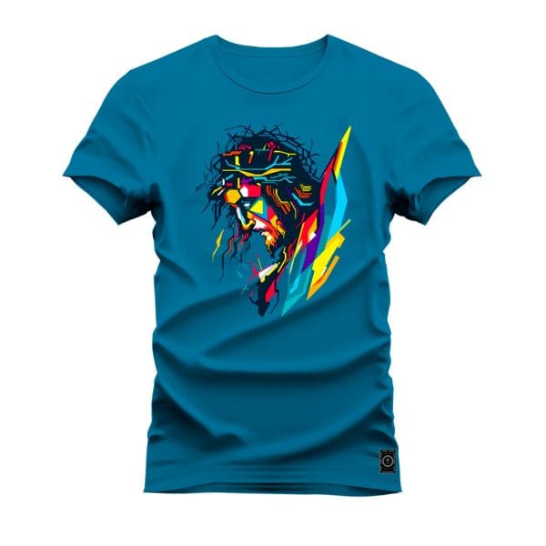 Camiseta Estampada Nexstar Confortável Algodão Cristo Orando - Azul