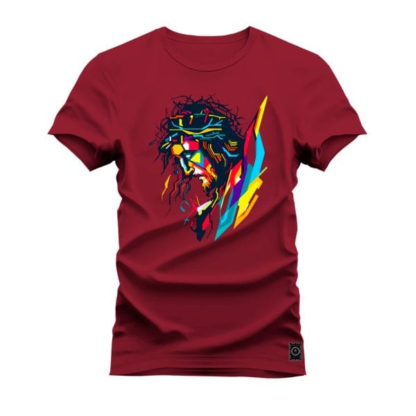 Camiseta Estampada Nexstar Confortável Algodão Cristo Orando - Bordo