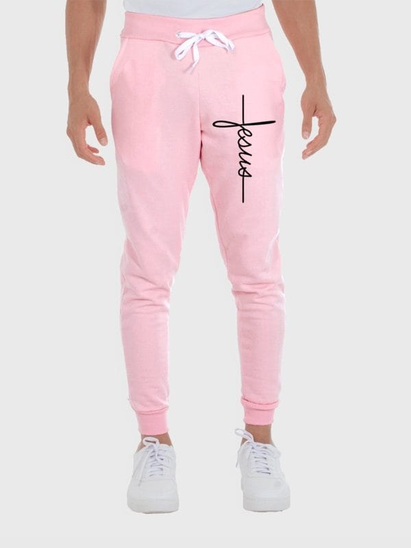 Calça Moletom Masculina Flanelado Estampa Jesus Rosa Benellys