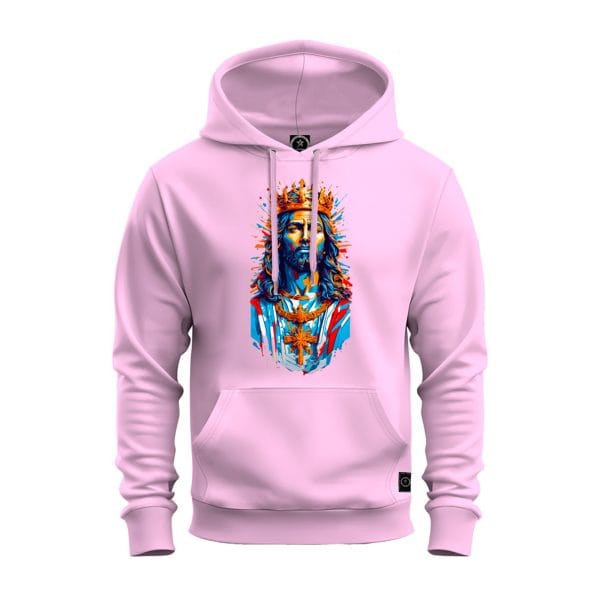 Moletom Jesus Cristo Aquarela Canguru Estampado Confortável Varias Cores - Rosa