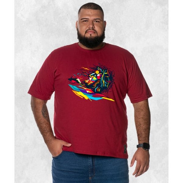 Camiseta Plus Size Extra Grande Estampada Nexstar Confortável Algodão Cristo Orando - Bordo