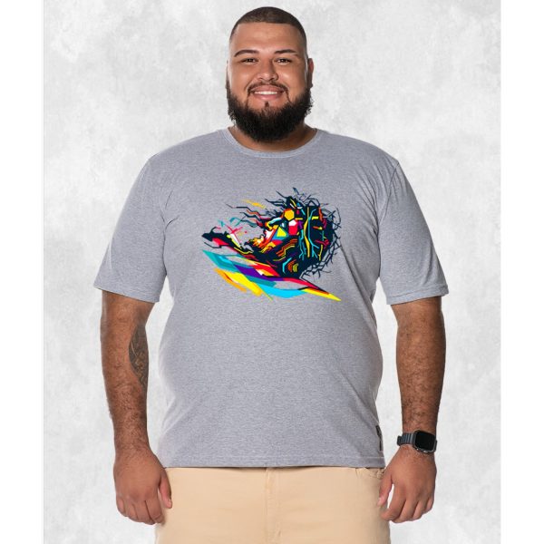 Camiseta Plus Size Extra Grande Estampada Nexstar Confortável Algodão Cristo Orando - Cinza